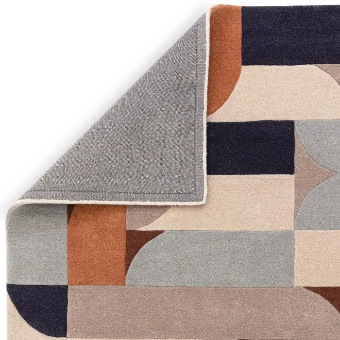 Asiatic matrix asiatic 88 klotski terracotta Multicoloured, Orange Living Room Wool Rug.