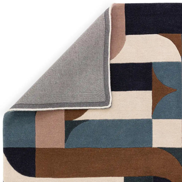 Asiatic matrix asiatic 89 klotski teal Multicoloured, Teal Living Room Wool Rug.