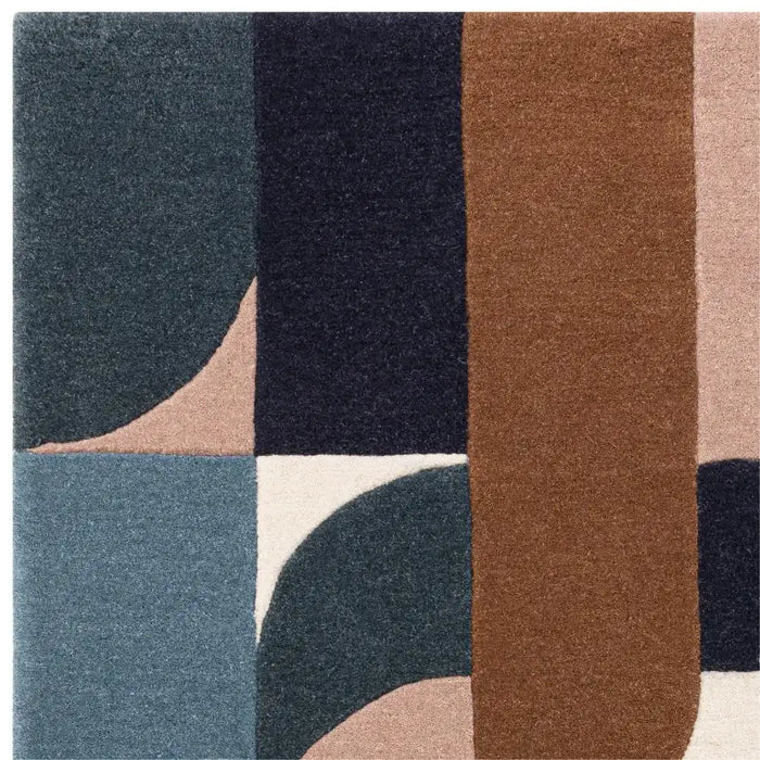 Asiatic matrix asiatic 89 klotski teal Multicoloured, Teal Living Room Wool Rug.