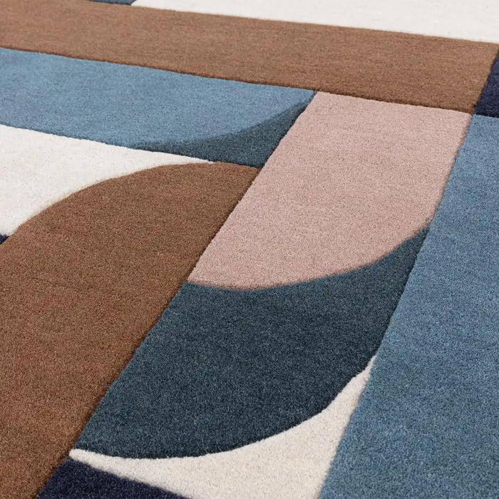 Asiatic matrix asiatic 89 klotski teal Multicoloured, Teal Living Room Wool Rug.