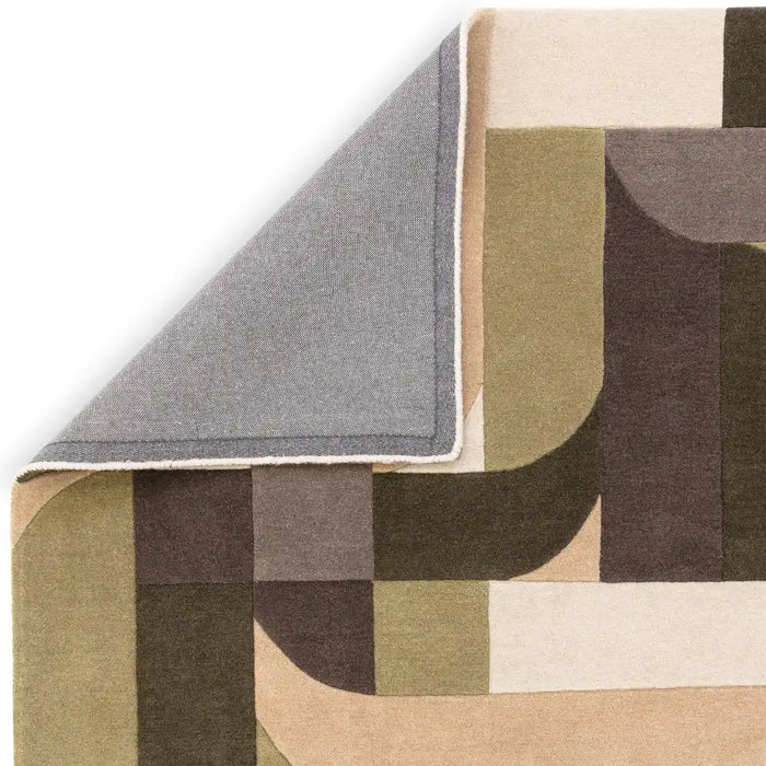 Asiatic matrix asiatic 90 klotski sage Green, Multicoloured Living Room Wool Rug.