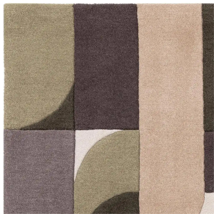 Asiatic matrix asiatic 90 klotski sage Green, Multicoloured Living Room Wool Rug.