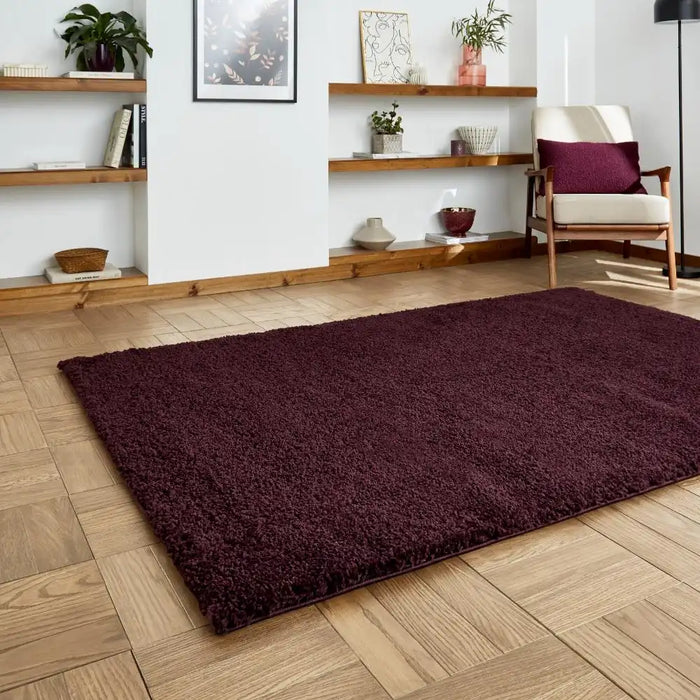 Think Rugs sierra 9000 purple Purple Living Room Shaggy Rug.