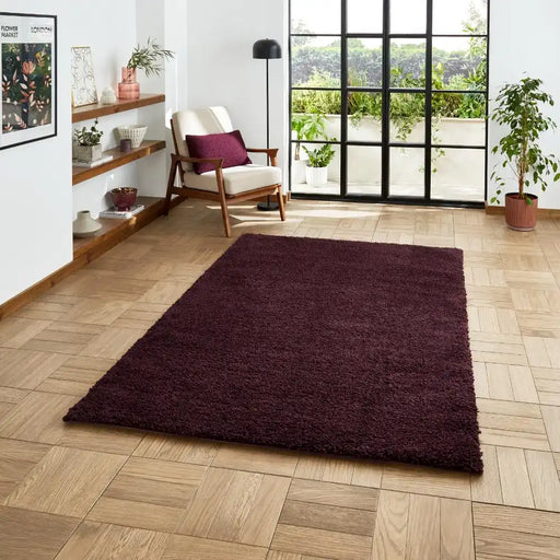 Think Rugs sierra 9000 purple Purple Living Room Shaggy Rug.
