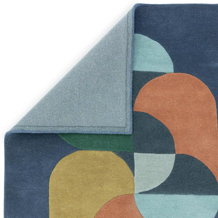 Asiatic matrix asiatic 91 statement navy Multicoloured, Navy Living Room Wool Rug.