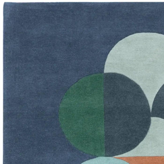 Asiatic matrix asiatic 91 statement navy Multicoloured, Navy Living Room Wool Rug.