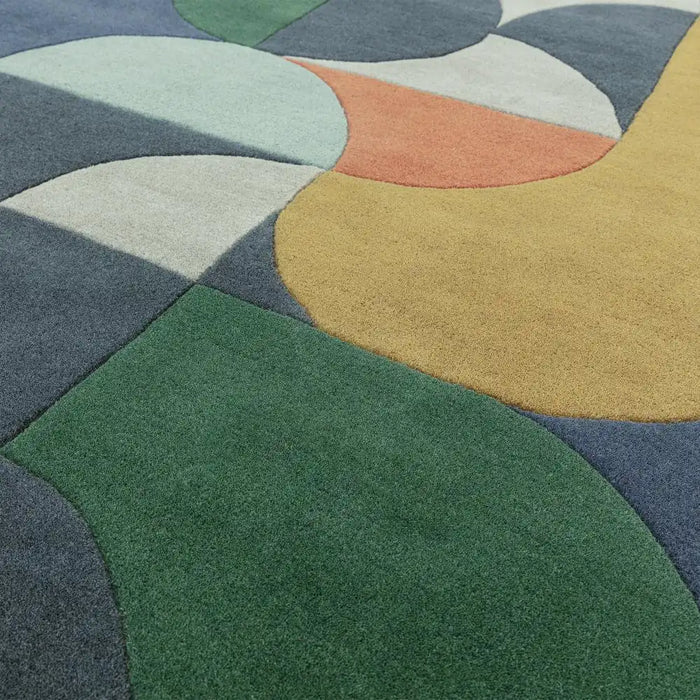 Asiatic matrix asiatic 91 statement navy Multicoloured, Navy Living Room Wool Rug.