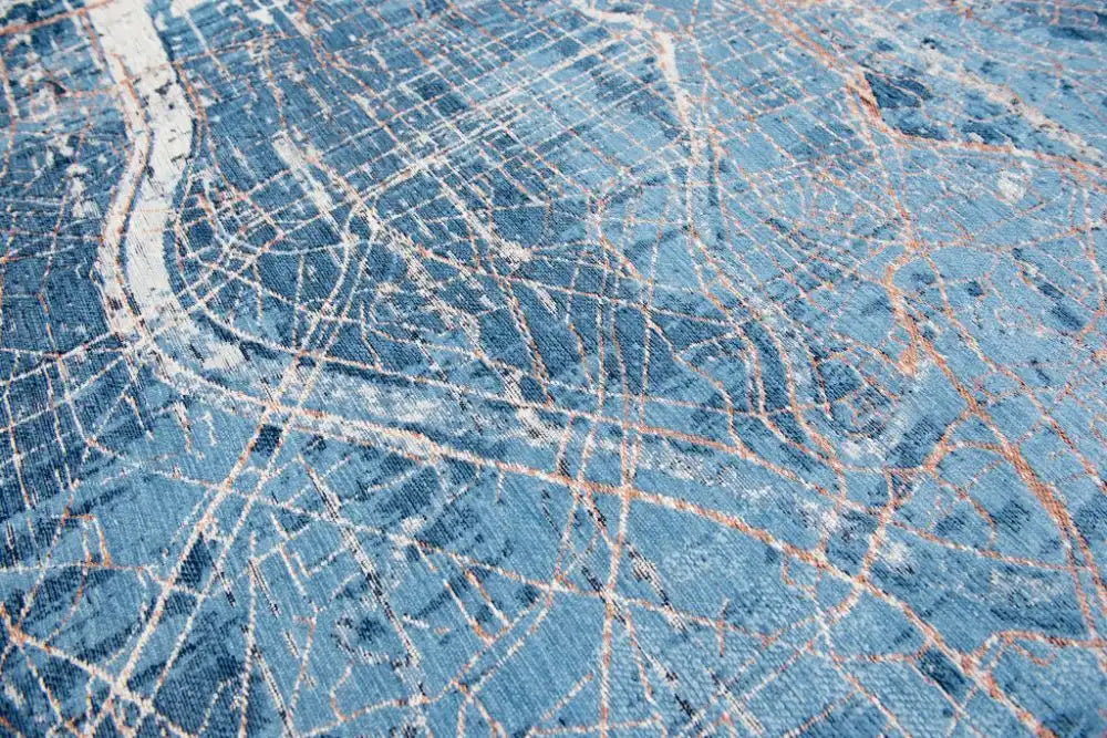 Louis de Poortere cities 9314 tokyo conductive blue Blue, Cream Living Room  Rug.