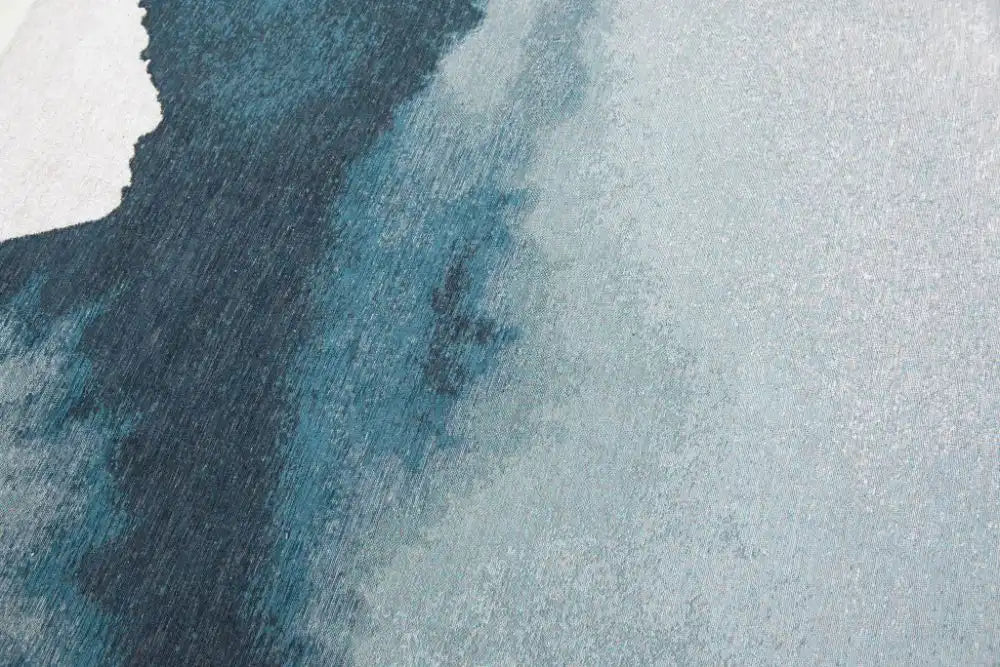 Louis de Poortere lagoon 9332 lagoon inkjet Blue, Ivory Living Room Flat Weave Rug.