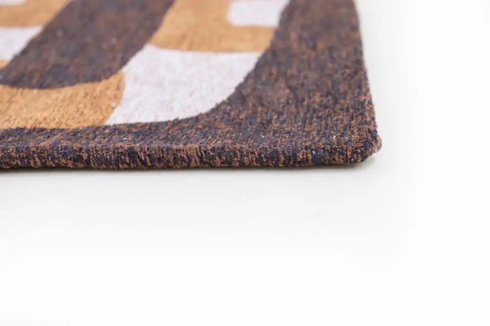 Louis de Poortere kuba 9335 kuba bison Brown Living Room Geometric Rug.