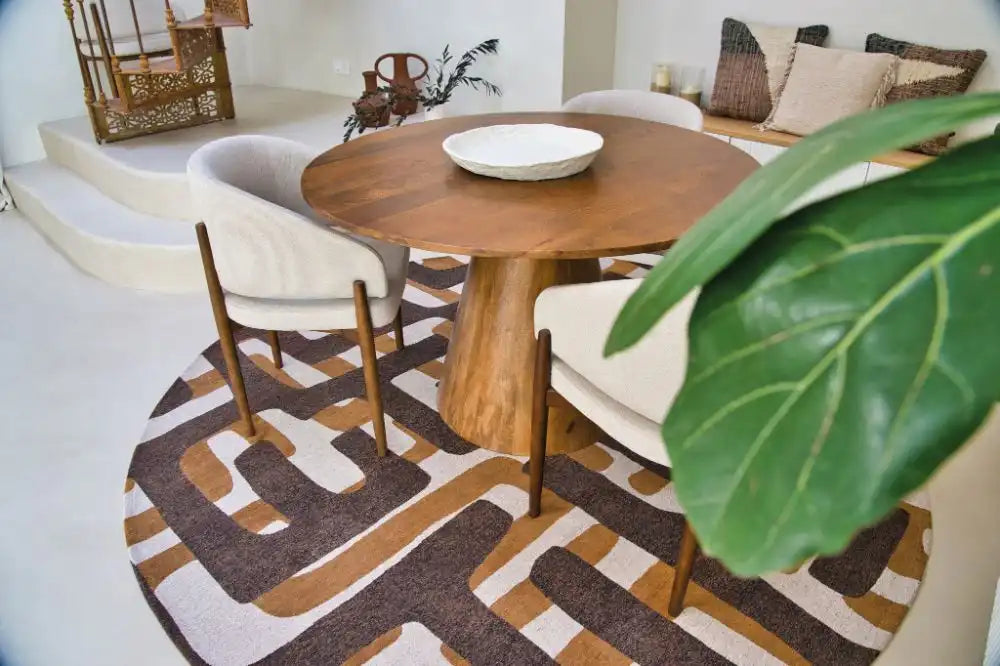 Louis de Poortere kuba 9335 kuba bison Brown Living Room Geometric Rug.