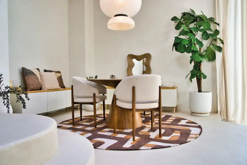 Louis de Poortere kuba 9335 kuba bison Brown Living Room Geometric Rug.