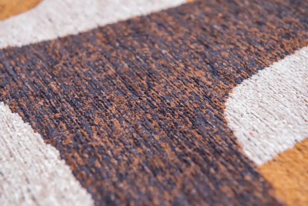 Louis de Poortere kuba 9335 kuba bison Brown Living Room Geometric Rug.