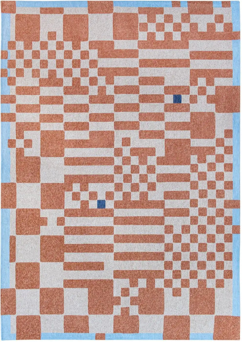 Louis de Poortere chess 9341 chess nude Orange, Cream Living Room  Rug.