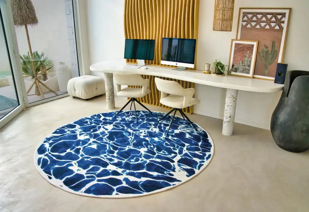 Louis de Poortere swim 9351 swim surf Blue Living Room Flat Weave Rug.