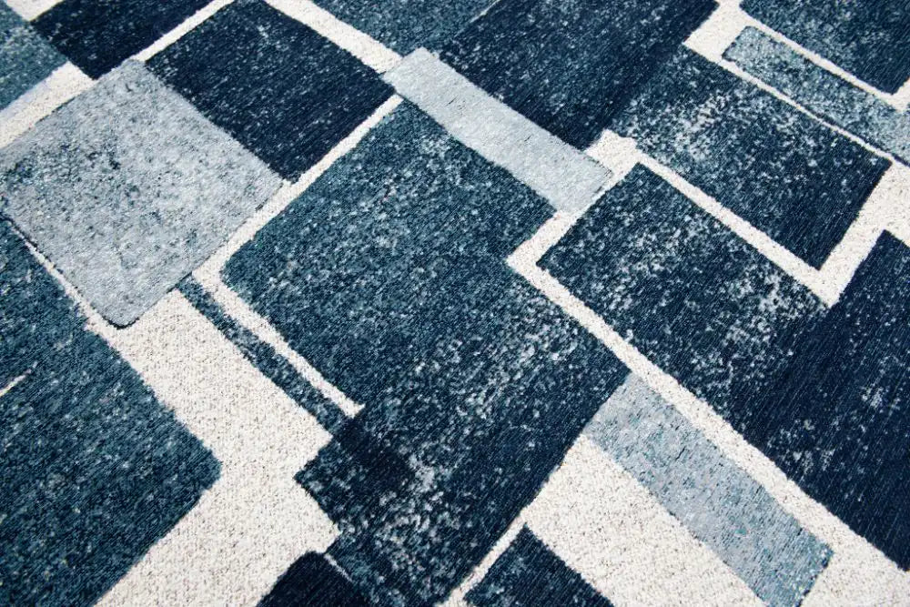 Louis de Poortere lucia 9355 lucia ice blue Blue, Ivory Living Room Geometric Rug.