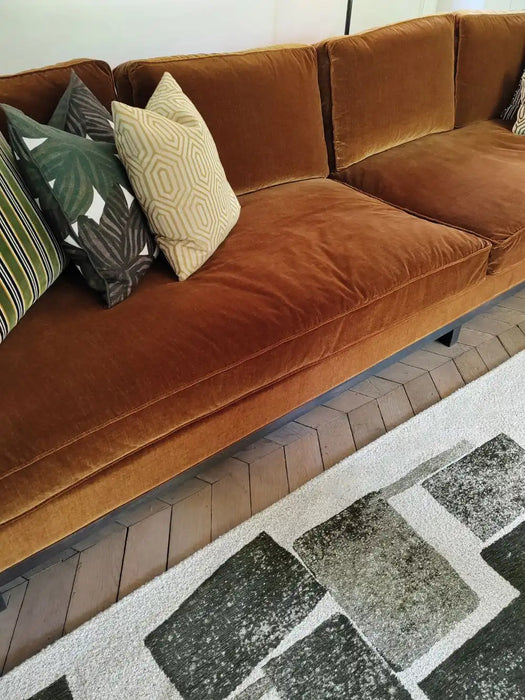 Louis de Poortere lucia 9356 lucia sycamore Green, Ivory Living Room Geometric Rug.