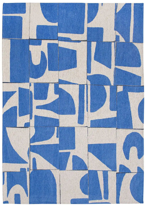 Louis de Poortere papercut 9358 papercut campanula Blue, Ivory Living Room Geometric Rug.