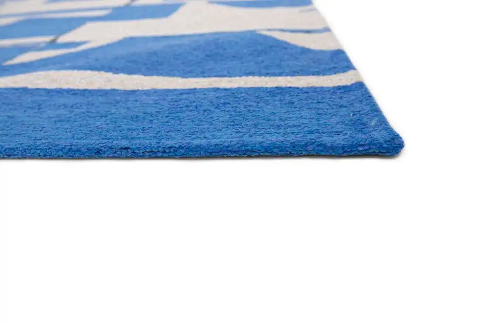 Louis de Poortere papercut 9358 papercut campanula Blue, Ivory Living Room Geometric Rug.