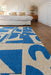 Louis de Poortere papercut 9358 papercut campanula Blue, Ivory Living Room Geometric Rug.