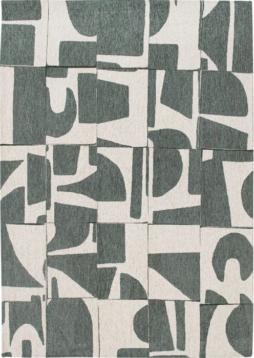Louis de Poortere papercut 9361 papercut sea spray Green, Ivory Living Room Geometric Rug.