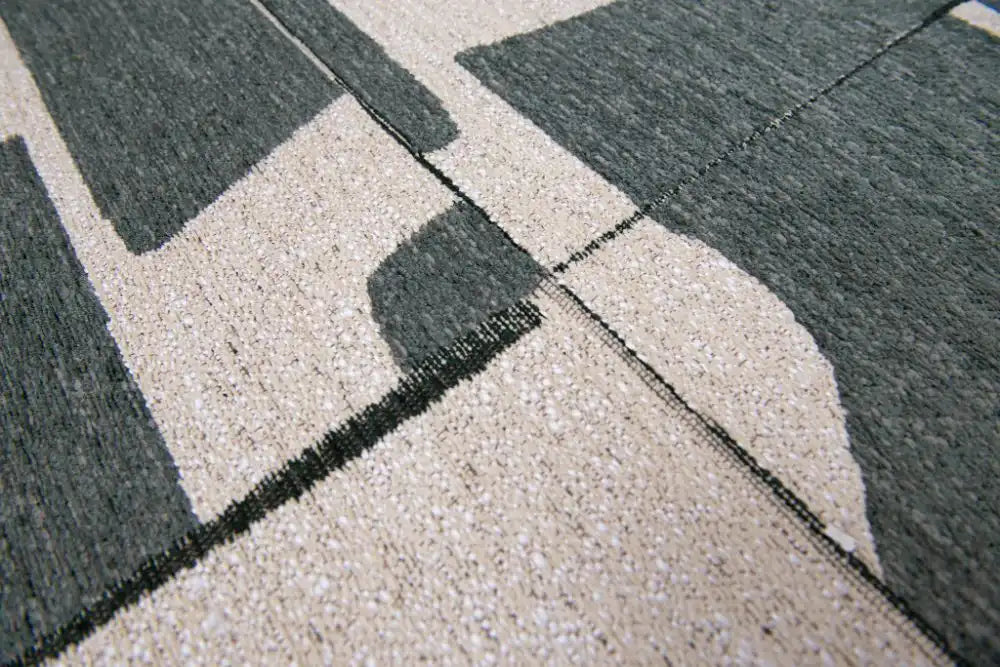 Louis de Poortere papercut 9361 papercut sea spray Green, Ivory Living Room Geometric Rug.