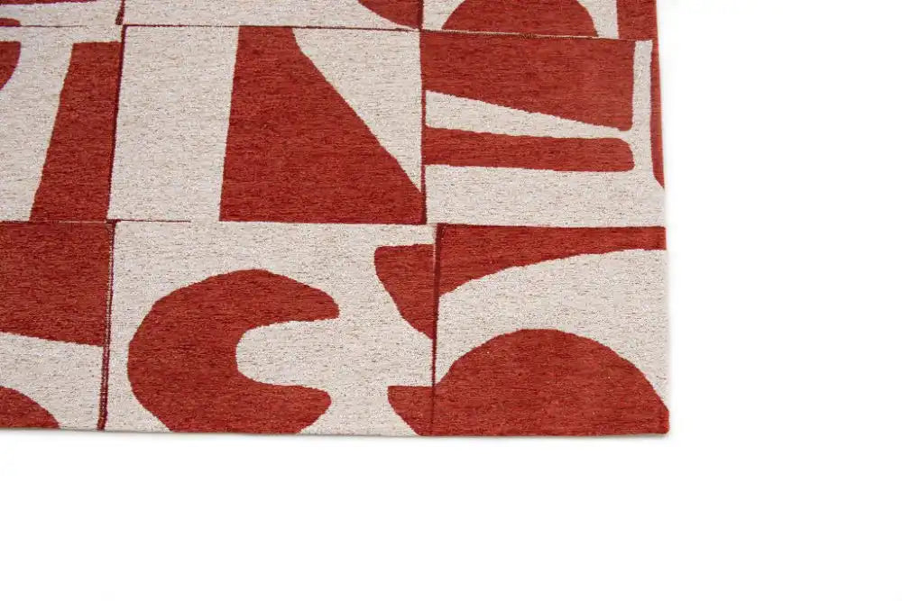 Louis de Poortere papercut 9364 papercut rust Ivory, Orange Living Room Geometric Rug.