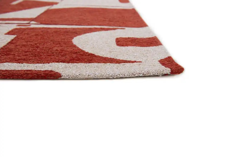 Louis de Poortere papercut 9364 papercut rust Ivory, Orange Living Room Geometric Rug.