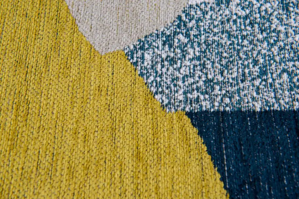 Louis de Poortere shapes 9369 shapes duck song Blue, Yellow, Multicoloured Living Room Geometric Rug.