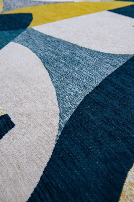 Louis de Poortere shapes 9369 shapes duck song Blue, Yellow, Multicoloured Living Room Geometric Rug.