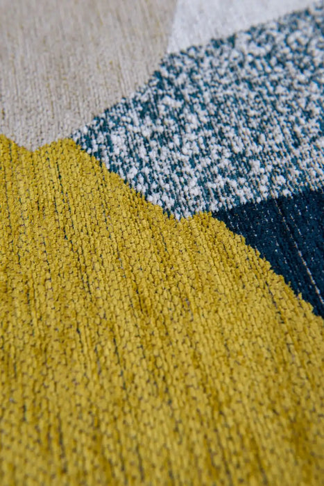 Louis de Poortere shapes 9369 shapes duck song Blue, Yellow, Multicoloured Living Room Geometric Rug.