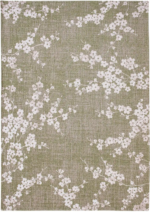 Louis de Poortere sakura 9372 sakura wet garden Green Living Room Floral Rug.