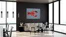 Louis de Poortere pop by louis 9389 lobster steam red Blue, Red Living Room Flat Weave Rug.