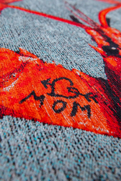 Louis de Poortere pop by louis 9389 lobster steam red Blue, Red Living Room Flat Weave Rug.