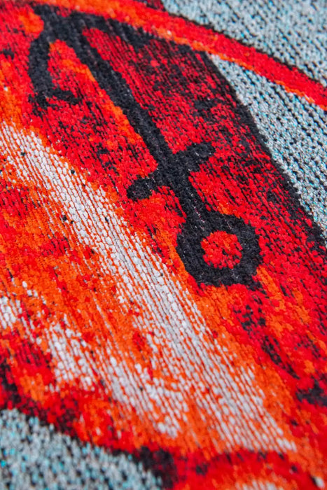 Louis de Poortere pop by louis 9389 lobster steam red Blue, Red Living Room Flat Weave Rug.
