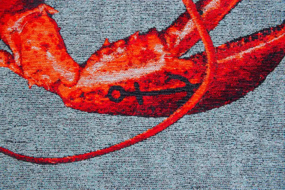 Louis de Poortere pop by louis 9389 lobster steam red Blue, Red Living Room Flat Weave Rug.