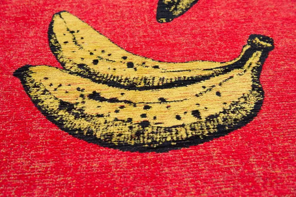 Louis de Poortere pop by louis 9392 banana miami red Yellow, Multicoloured, Red Living Room Flat Weave Rug.