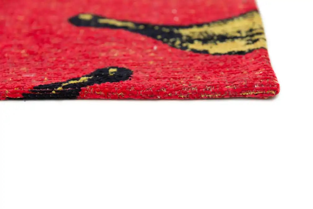 Louis de Poortere pop by louis 9392 banana miami red Yellow, Multicoloured, Red Living Room Flat Weave Rug.