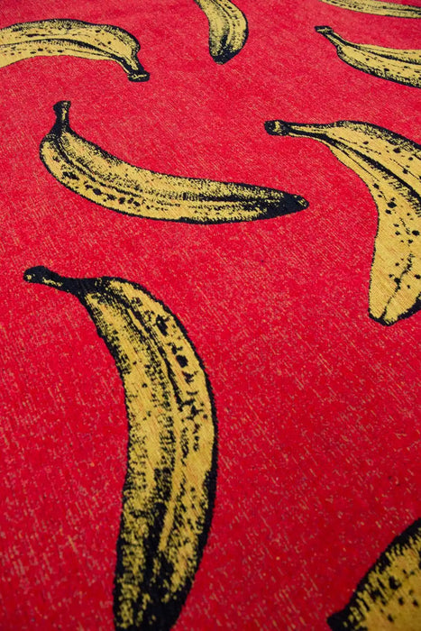 Louis de Poortere pop by louis 9392 banana miami red Yellow, Multicoloured, Red Living Room Flat Weave Rug.