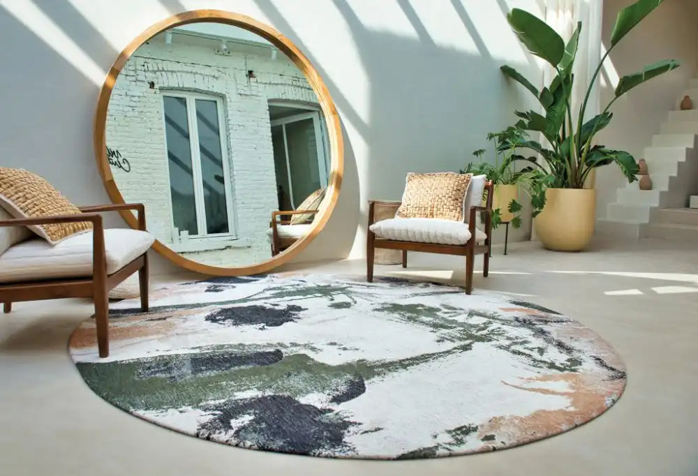 Louis de Poortere fresque 9393 fresque indian rice Multicoloured, Cream Living Room  Rug.