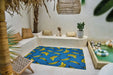 Louis de Poortere pop by louis 9394 banana california blue Blue, Yellow, Multicoloured Living Room Flat Weave Rug.