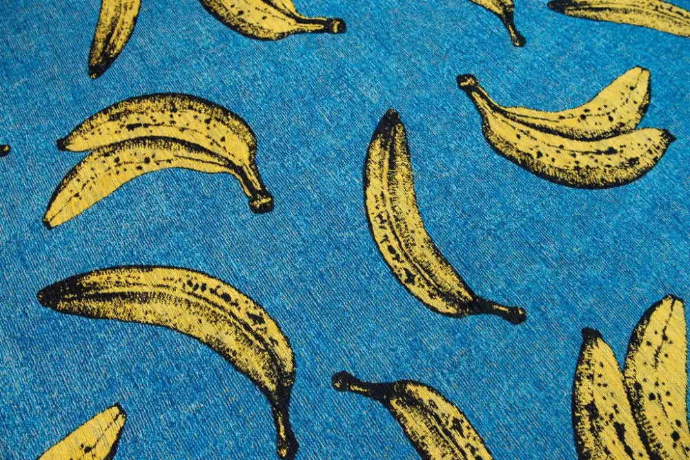 Louis de Poortere pop by louis 9394 banana california blue Blue, Yellow, Multicoloured Living Room Flat Weave Rug.