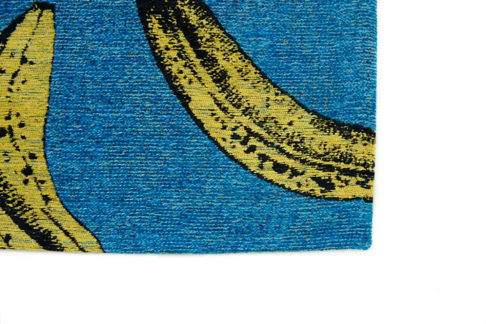 Louis de Poortere pop by louis 9394 banana california blue Blue, Yellow, Multicoloured Living Room Flat Weave Rug.