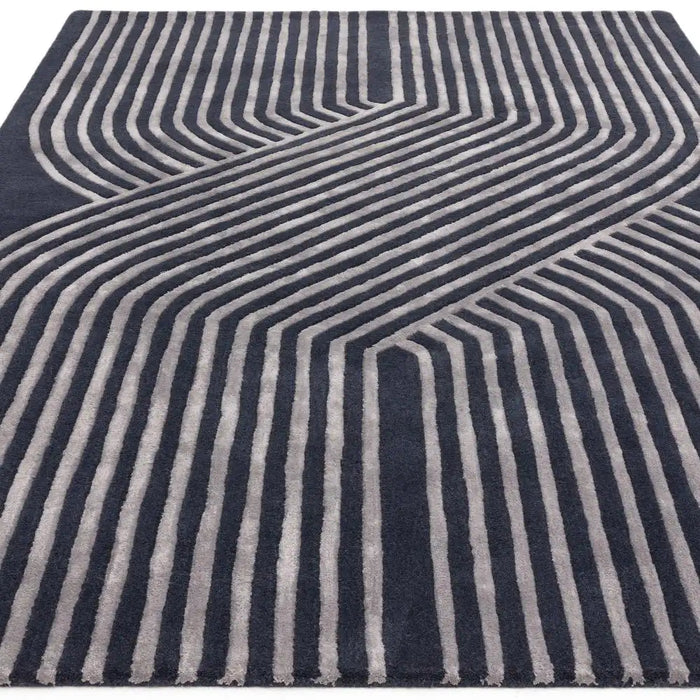 Asiatic matrix asiatic 97 solstice navy Blue, Navy Living Room Wool Rug.