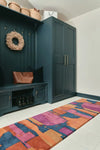 Woven Edge woven edge runners abstract red multi Multicoloured, Red Living Room Wool Rug.