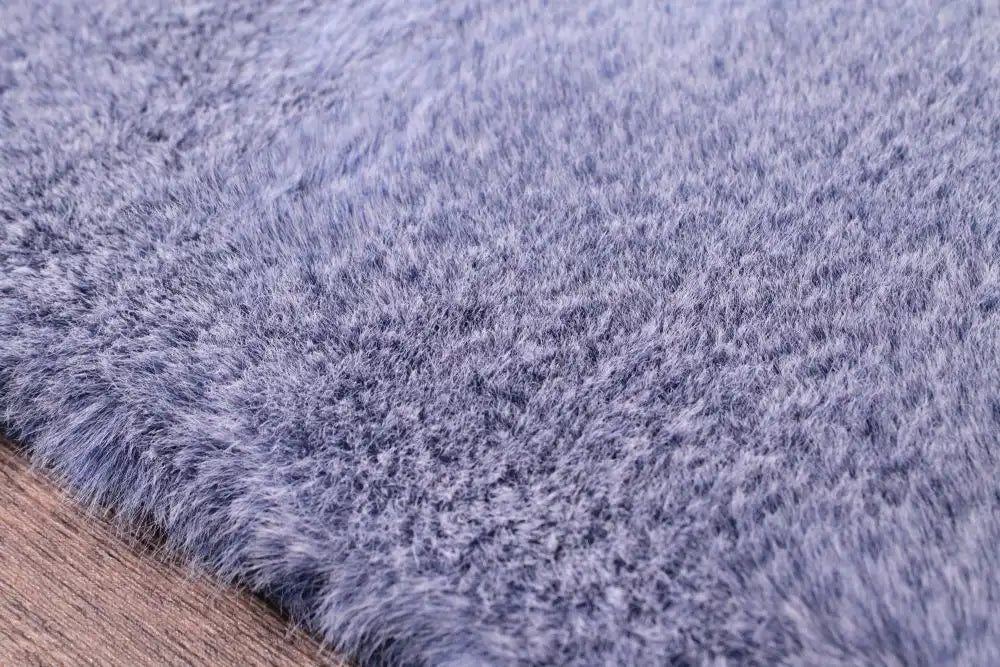HMC tipped luxe fur air force blue Blue Living Room Shaggy Rug.