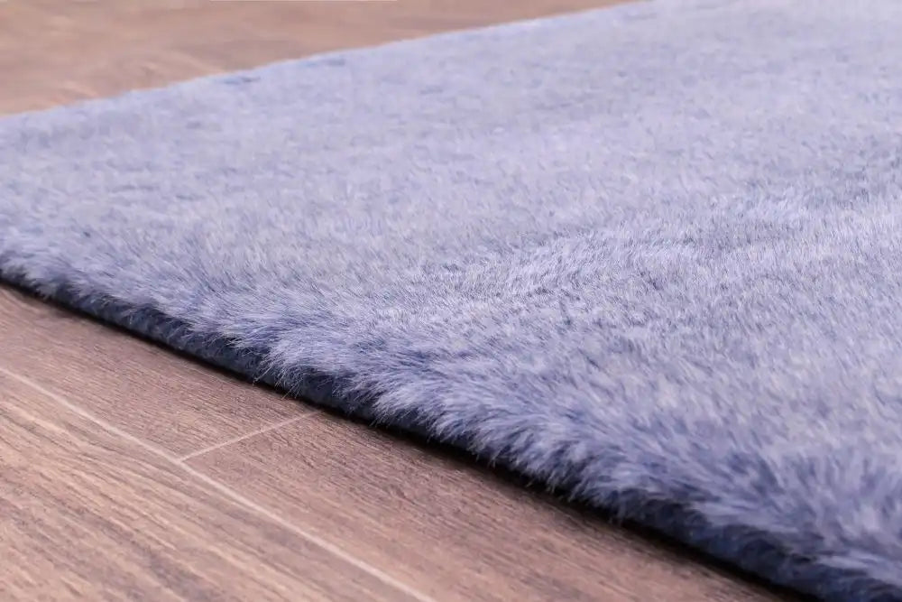 HMC tipped luxe fur air force blue Blue Living Room Shaggy Rug.