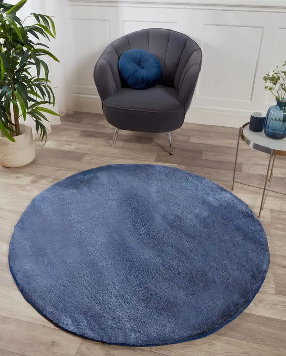 HMC tipped luxe fur air force blue Blue Living Room Shaggy Rug.