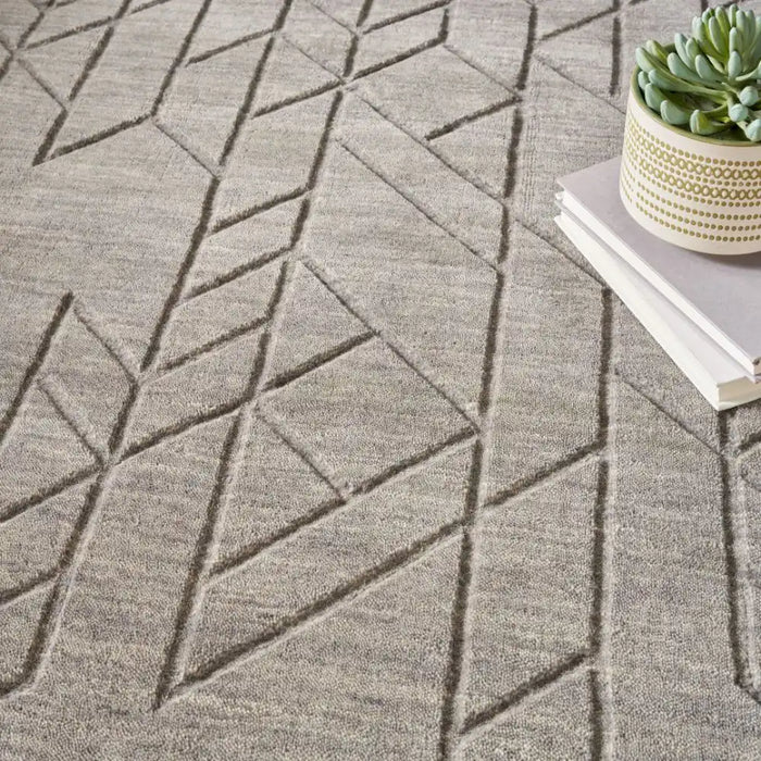 Nourison alessia ale 01 grey Grey Living Room  Rug.