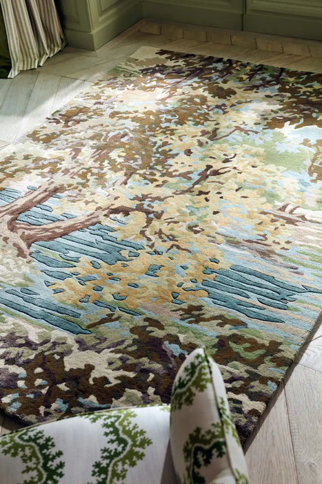 Sanderson sanderson ancient canopy fawn olive green 146701 Green Living Room Wool Rug.